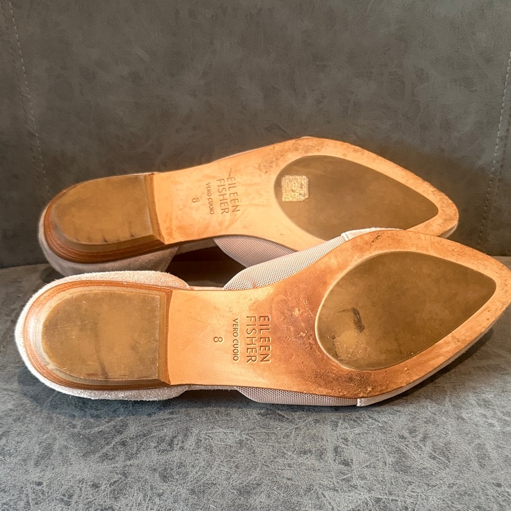 Eileen Fisher Beige Suede Pointed D'Orsay Flats - Picture 4 of 4